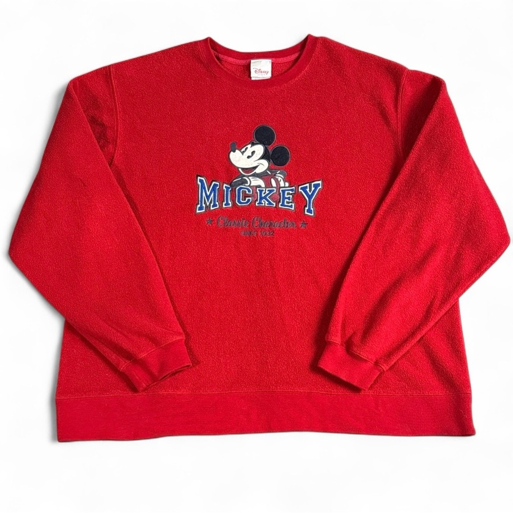Vintage 90’s Disney Store Oversized Fleece Mickey Mouse Sweatshirt Red Unisex XL